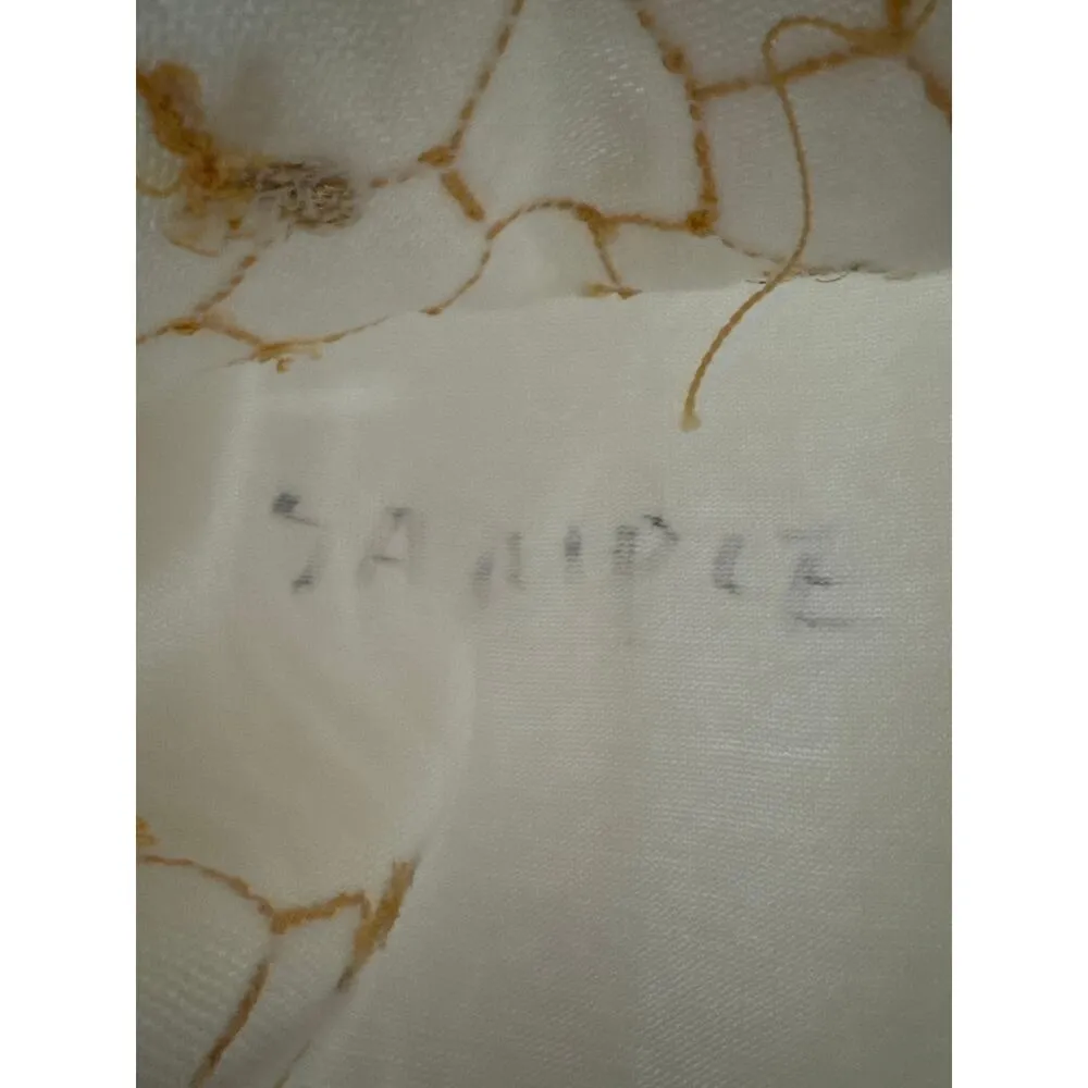 Y2K Michael Simon Knit crochet Bumblebee beaded Vest white gold yellow S/M - Image 9