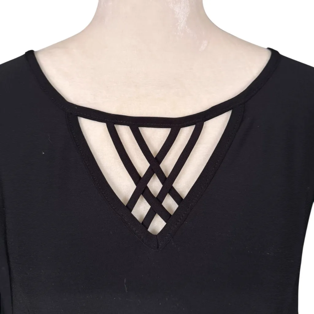 Diana Belle black embellished short sleeve blouse women's size XL - Image 5