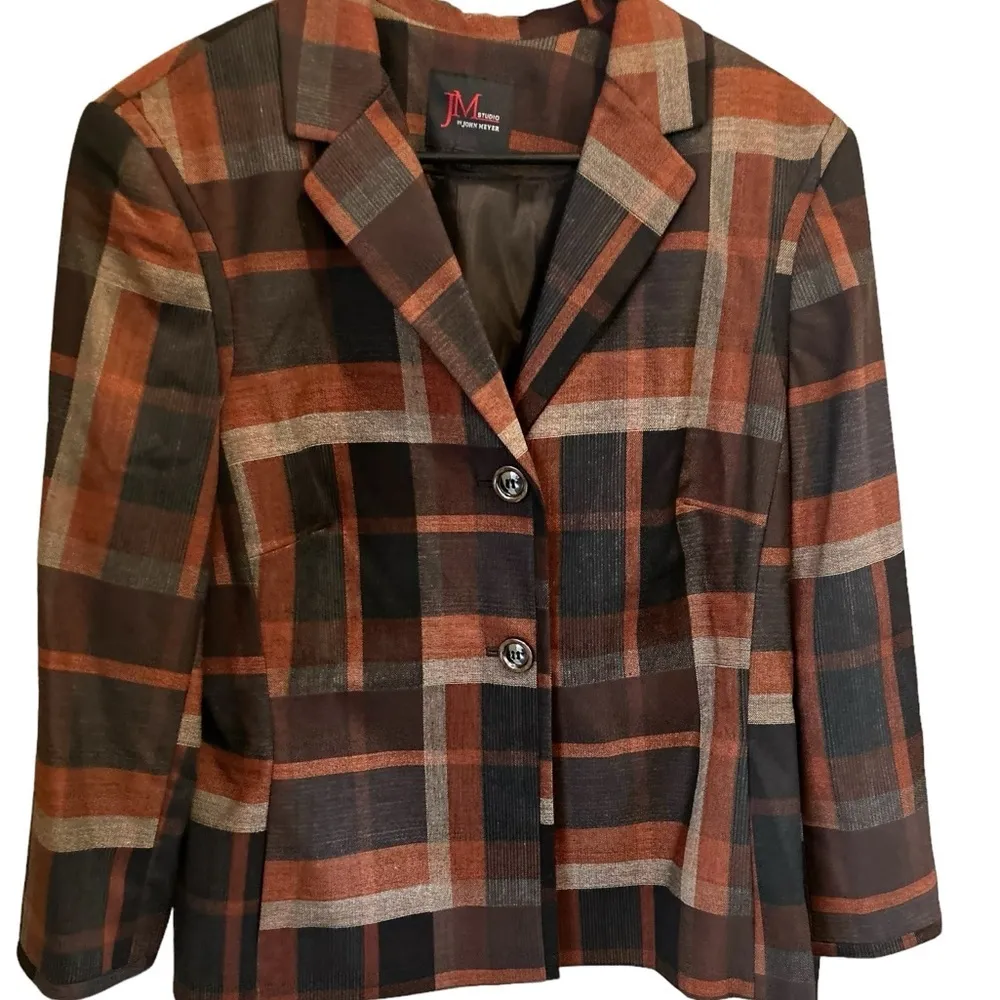 NWT JM Studio plaid Jacket‎ Sz 14 blazer only Orange - Image 7