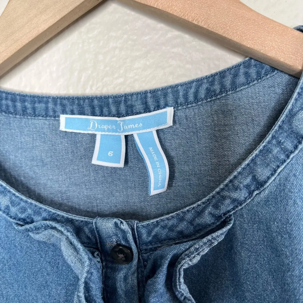 Draper James Womens Country Western Above Knee Denim Dress Size 6 - Image 2