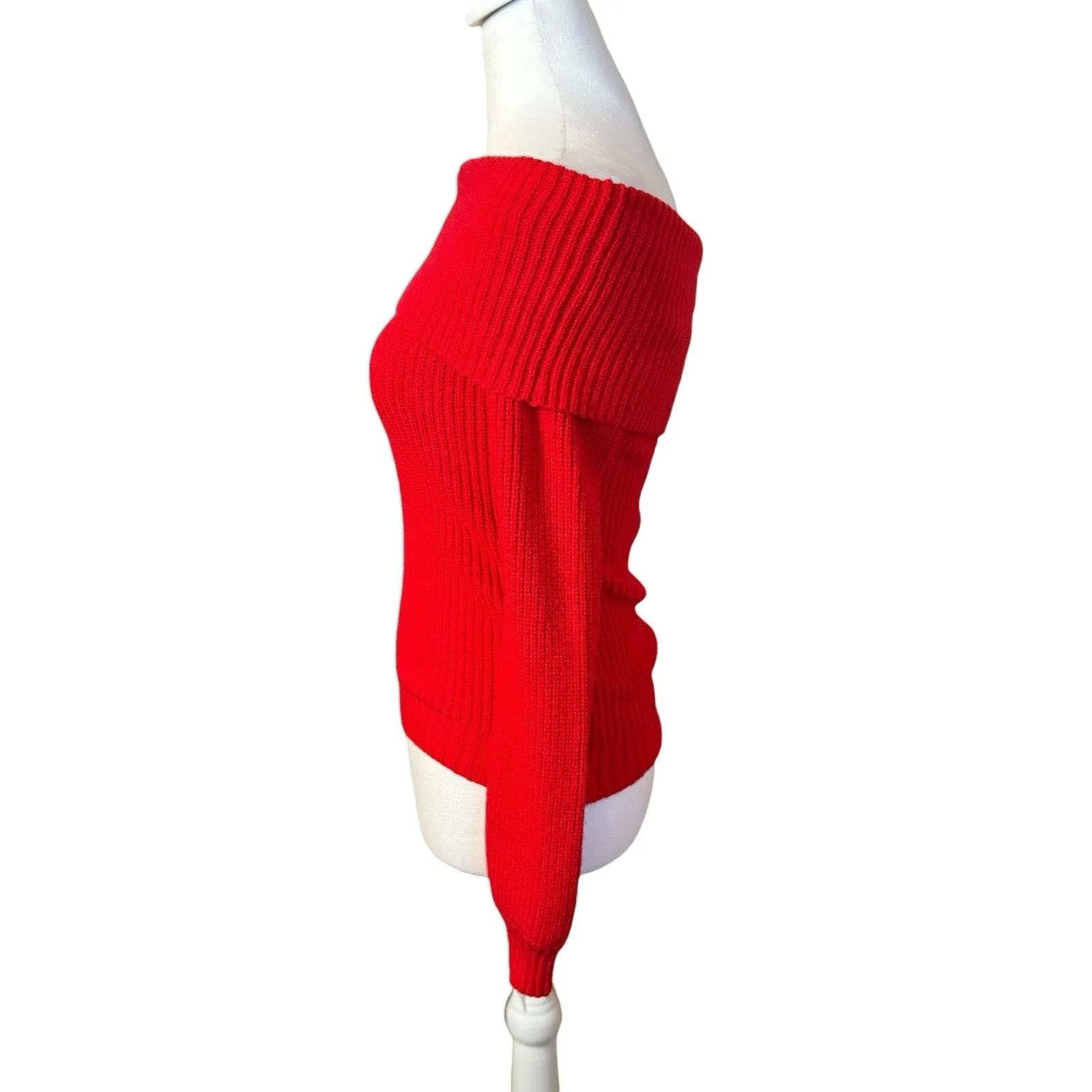 Sincerely Jules Red Off Shoulder Sweater Small Love Valentines Day Sexy Romantic - Image 3