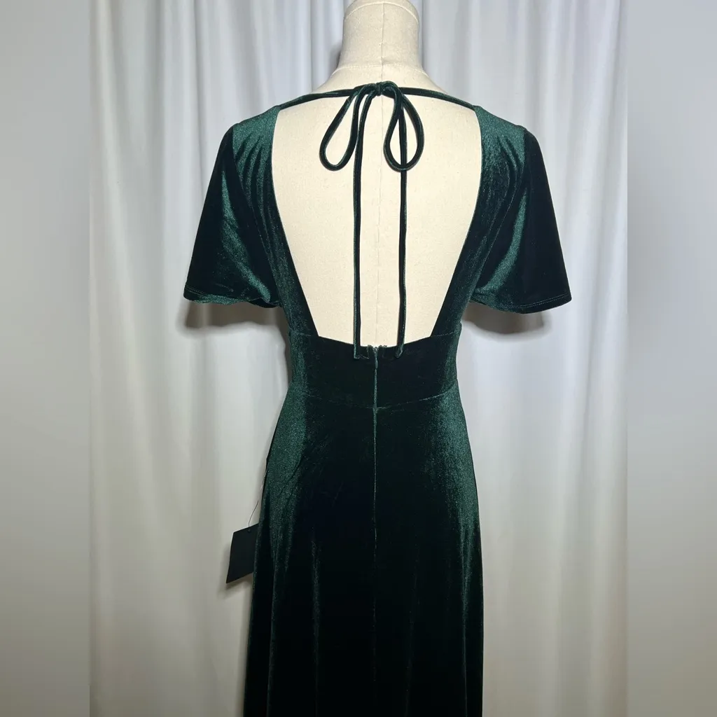 Lulus Stunning Days Emerald Green Velvet Flutter
Sleeve Maxi Dress | XS NWT - Image 8