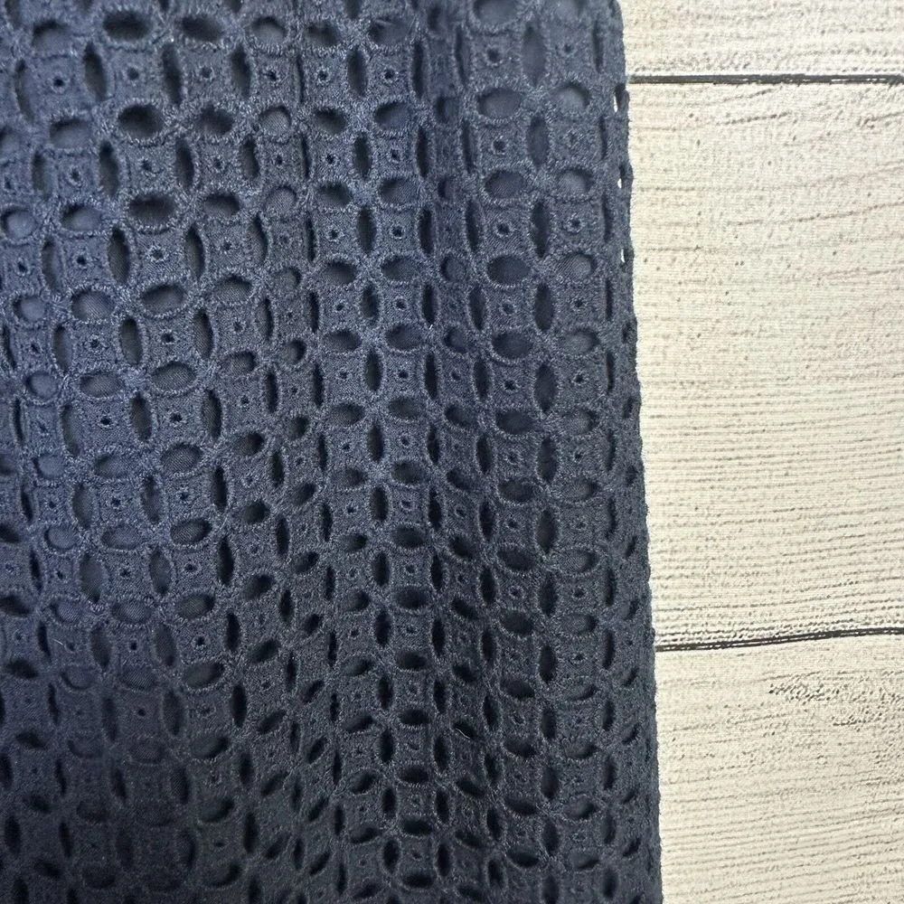 J. CREW‎ Embroidered Sheath Apron Dress Crochet Eyelet Navy Lined Womens Size 6 - Image 7