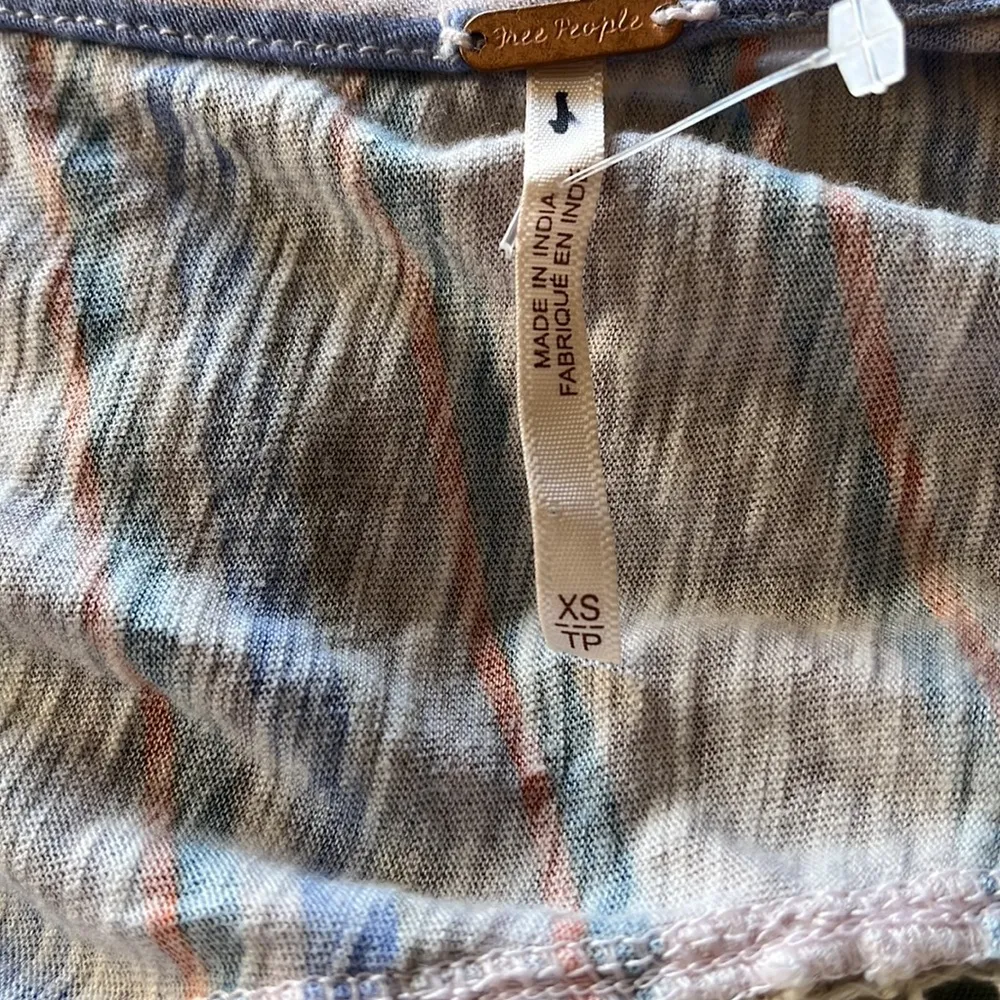 NWT FREE PEOPLE ARUBA Crochet Sleeve Bohemian Crop Top Striped Multicolor - Image 6