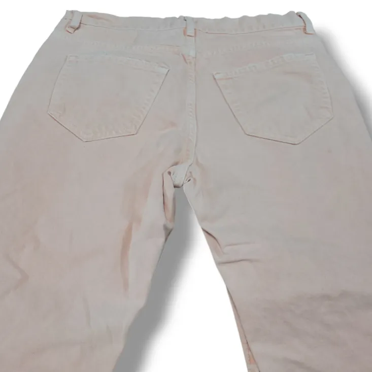 ZARA Jeans Size 31 W32"26.5" Mom Jeans High Waisted Jeans Tapered Leg Crop Peach - Image 5