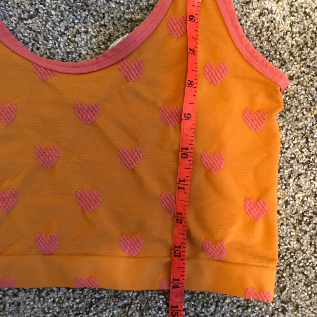Urban Outfitters Heart Pattern Bandeau - bralette top Orange and Pink M/L - Image 5