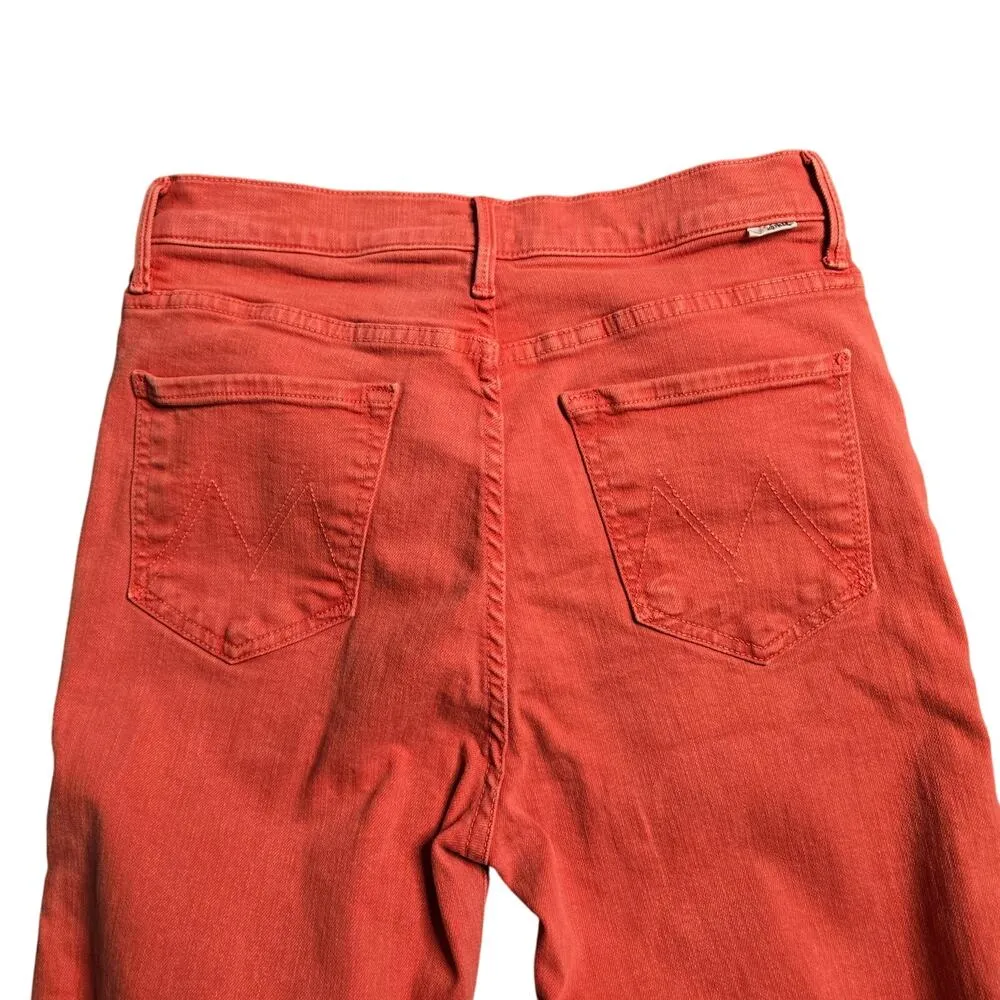 Mother The Swooner Rascal Ankle Fray in Flame Scarlett Size: 28 Orange - Image 8