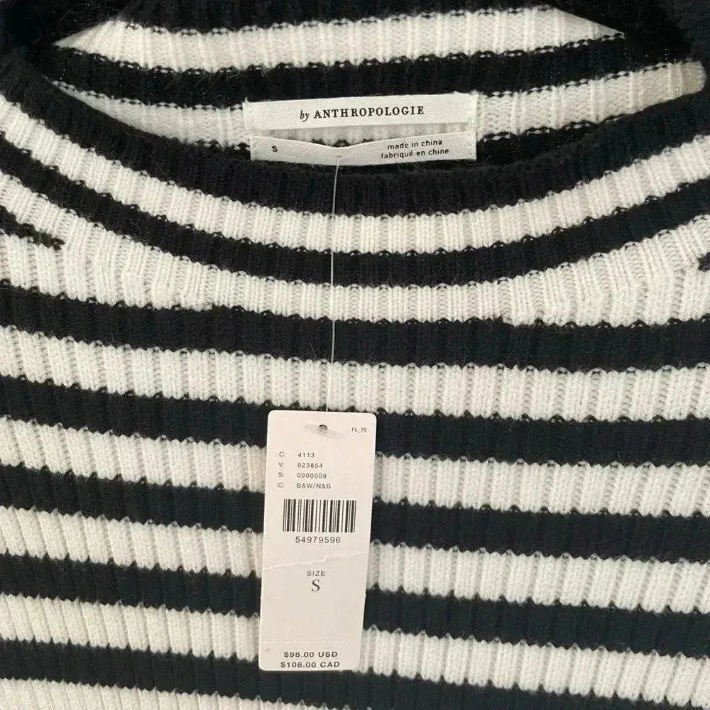 Anthropologie Line & Dot Sweater Black White Striped - Image 2