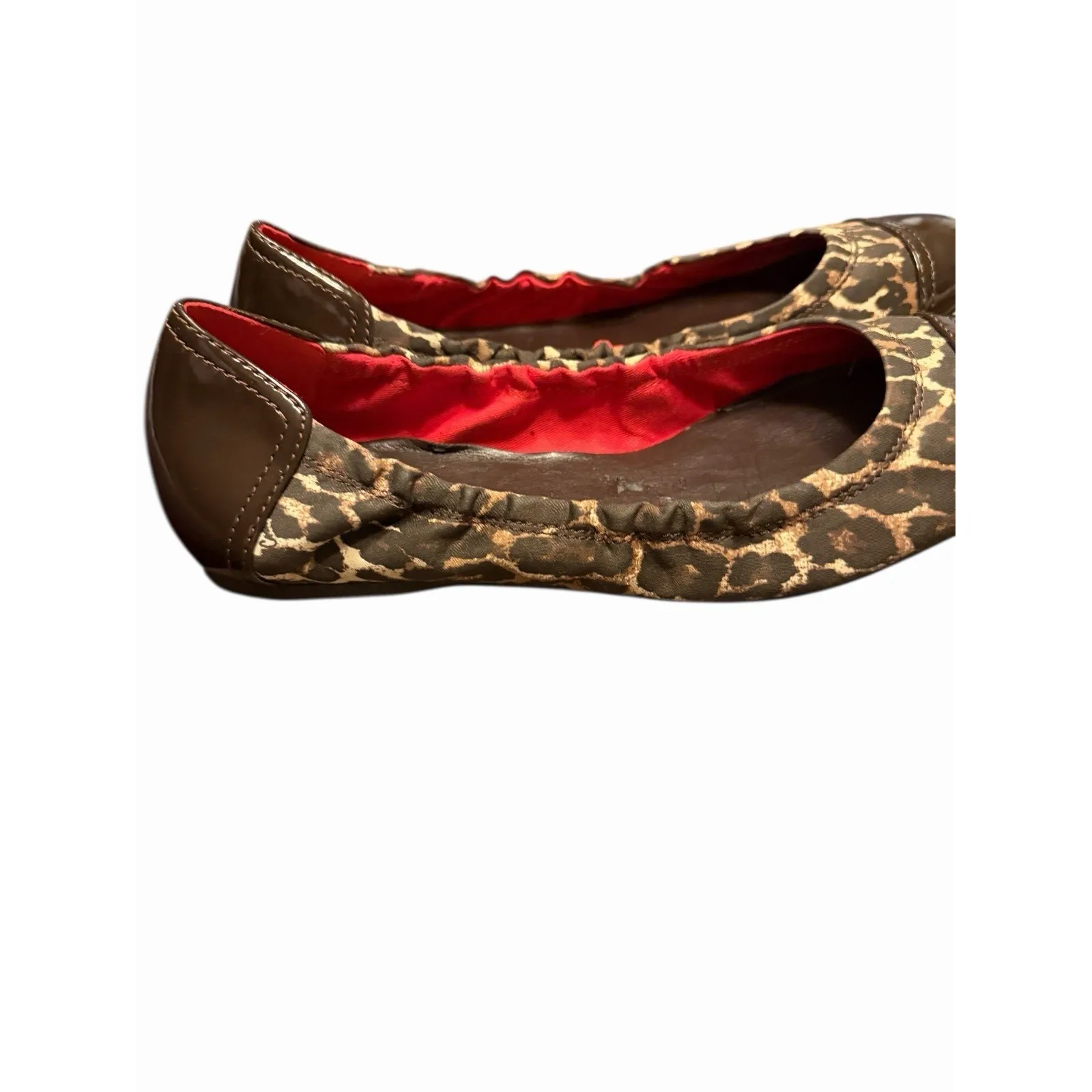 Coach Leopard Tan Callie Style Ballet Flats W Patent Leather Toes And Heal - Image 3