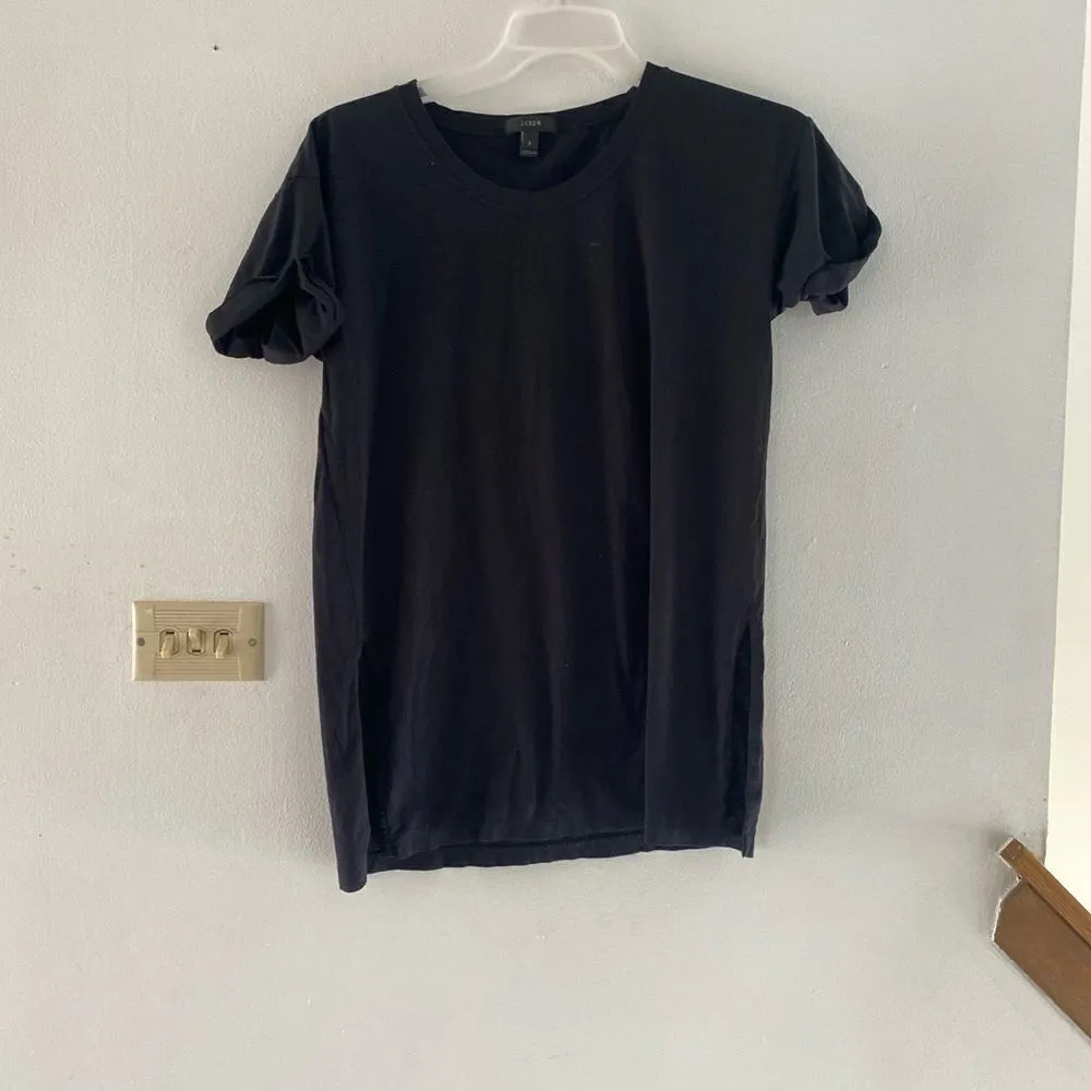 J. Crew double side split black short sleeve tee size S 100% cotton - Image 9