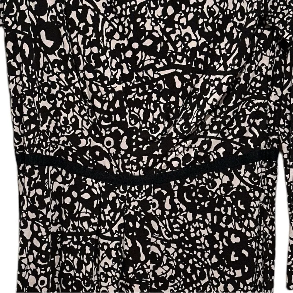 BODEN THEA Black White Print Long Sleeve Midi Round Neck Dress 12 - Image 4