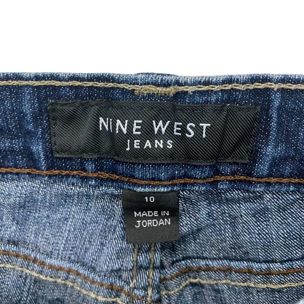 Nine West Jeans SAMS SANTA MONICA Straight Leg Dark Wash Stretch size 10 HEMMED - Image 9