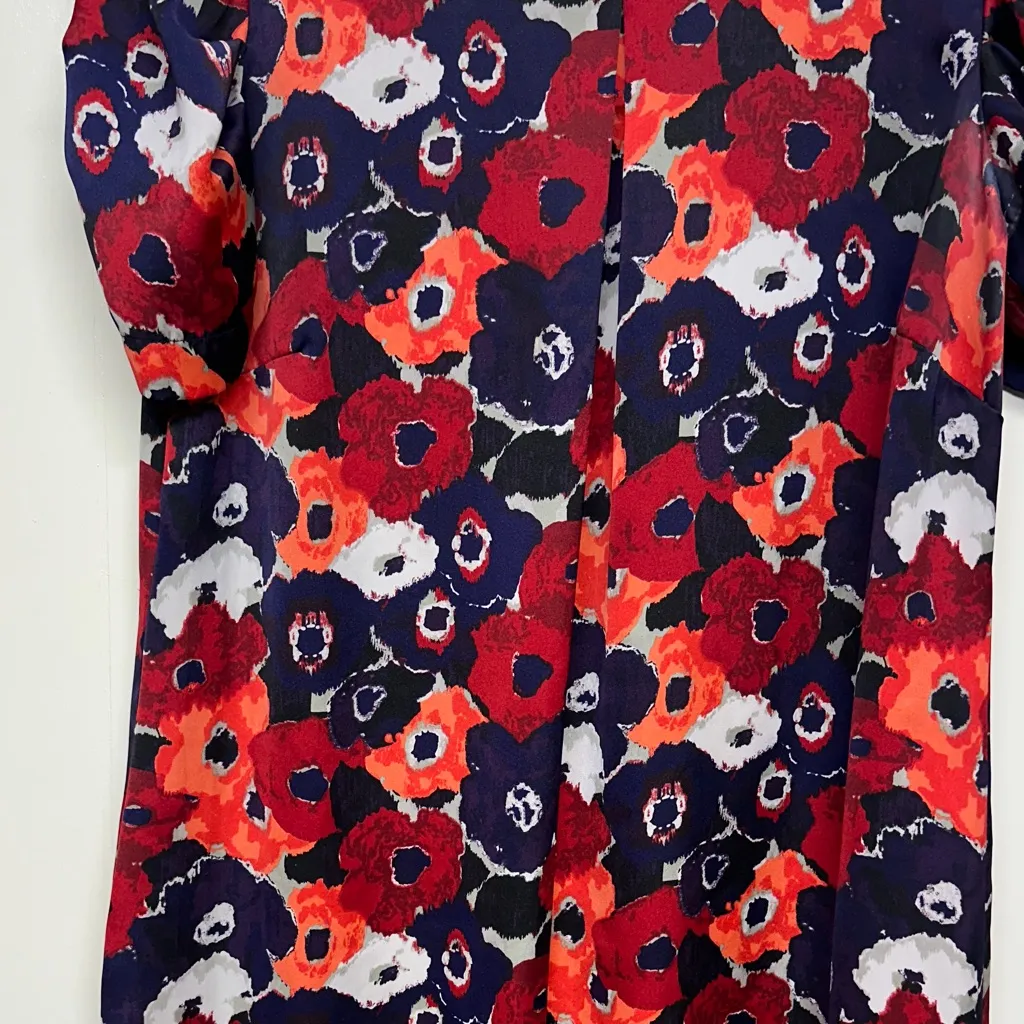 Marks & Spencer Vibrant Red and Navy Floral Dress - Image 8