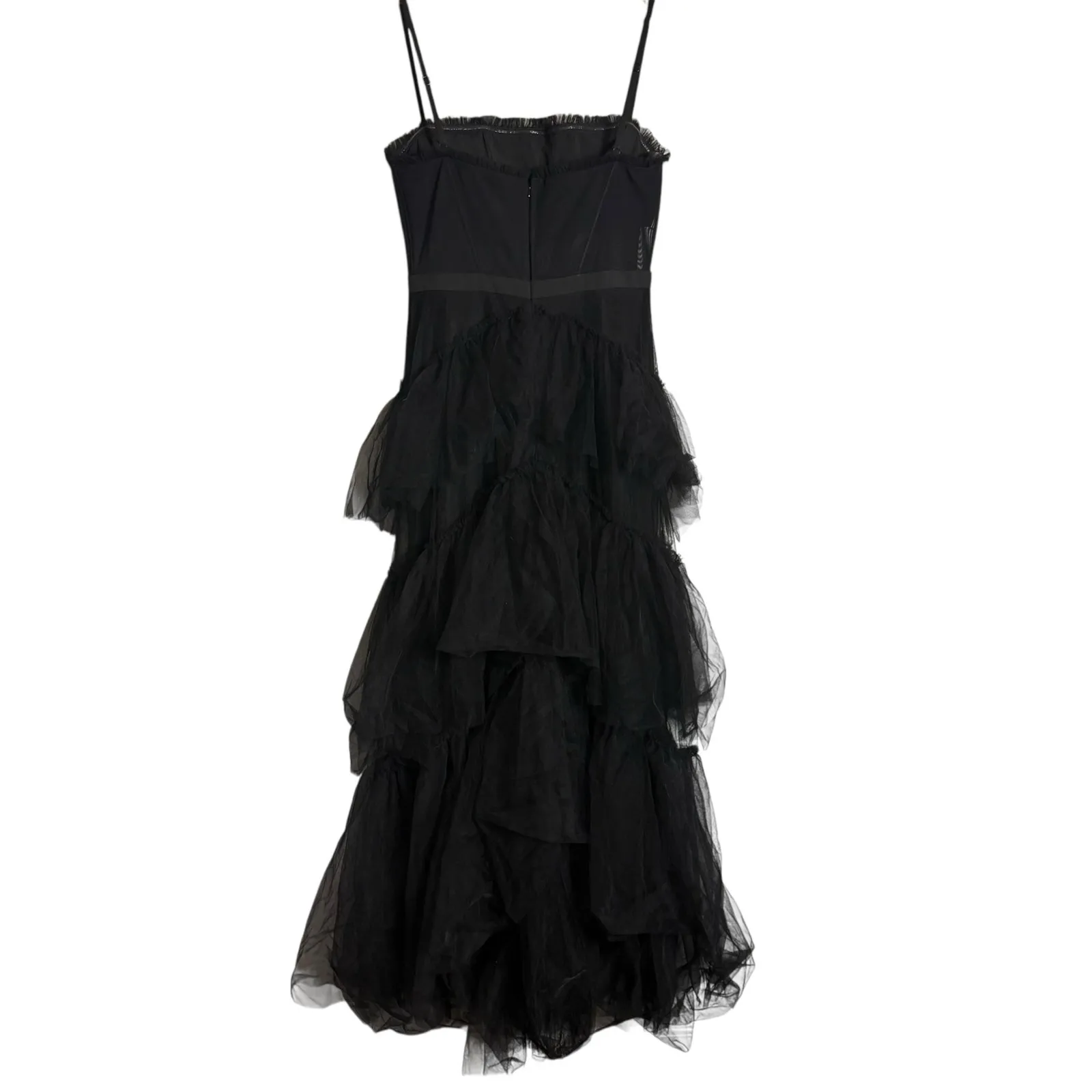 Betsy & Adam Black Mesh Corset Tulle Tiered Cocktail Prom Evening Ball Gown 10 - Image 11