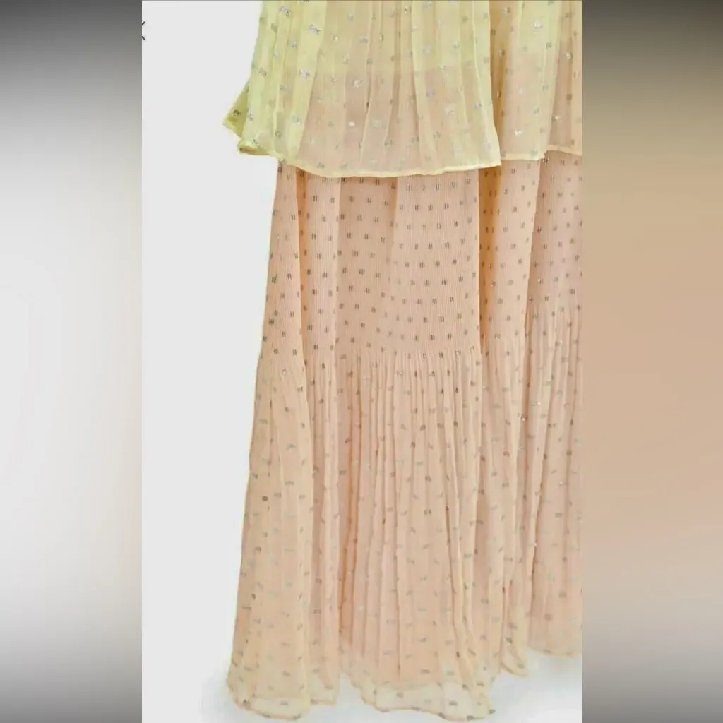 Zara NWT plisse double layered tiered silver Metallic thread pleated flowy dress - Image 8