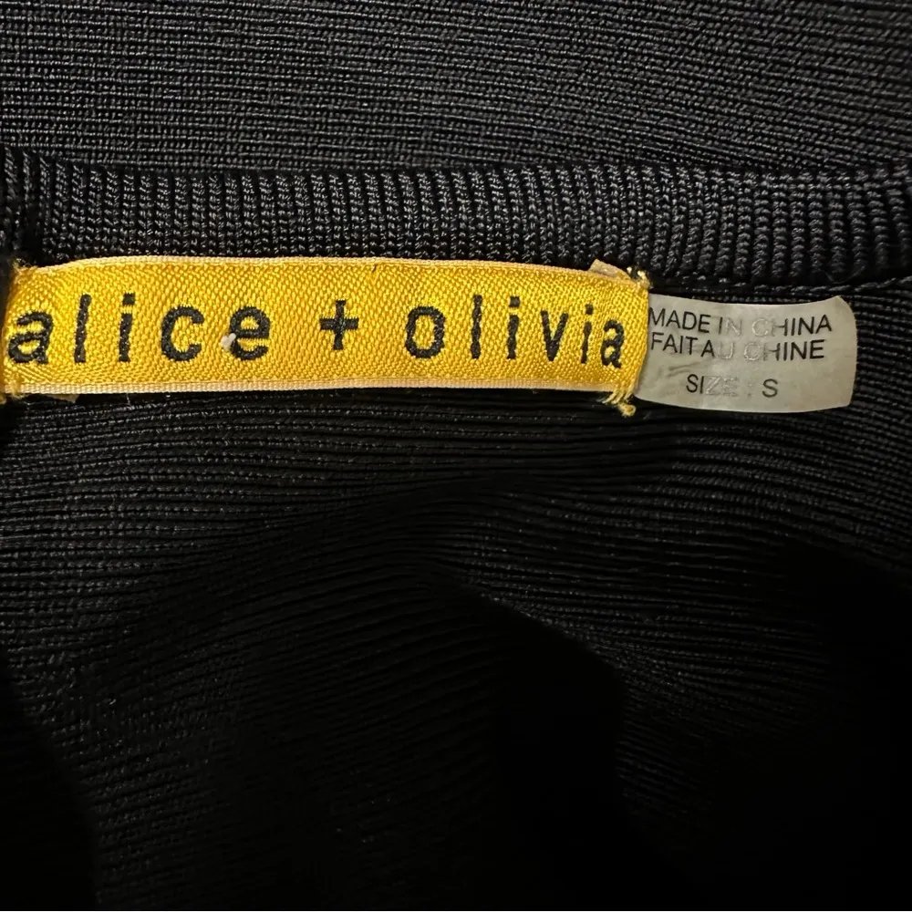Alice + Olivia Black Bandage Bodycon Stretch Square Neckline Zip Back Dress S - Image 9