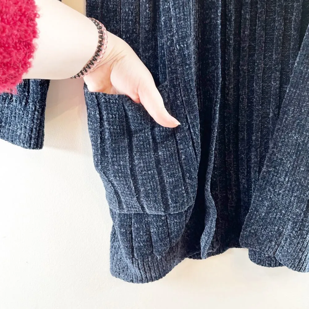 BB Dakota Ribbed Chenille Long Sleeve Duster Cardigan Black XS - Image 10