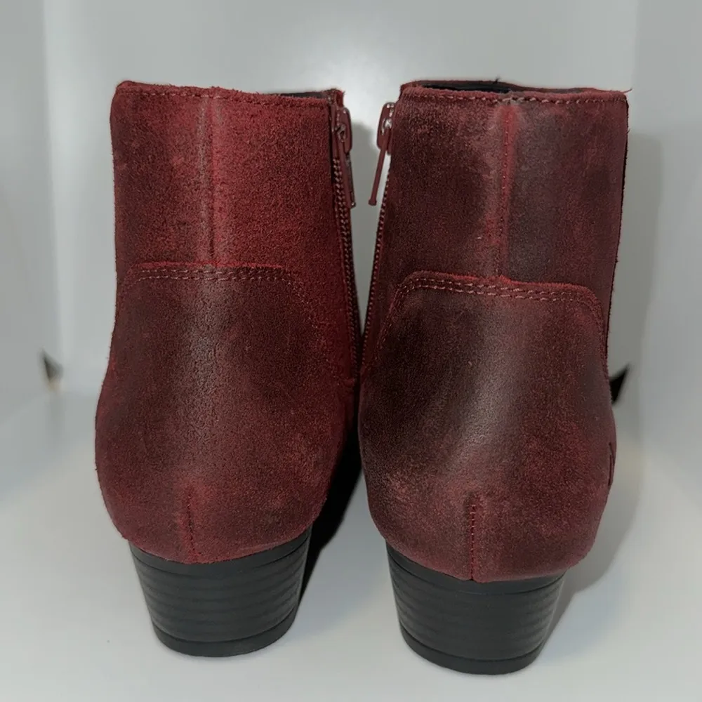 Abeo Ankle Boots Melanie Burgundy Tumbled Leather Bootie Women’s 7 Red - Image 5