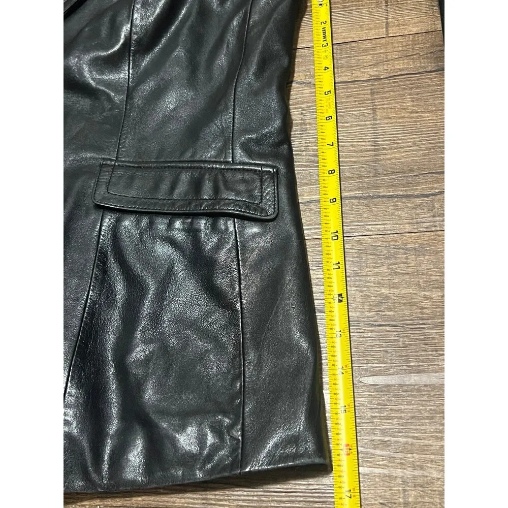 Vintage 100% leather black blazer jacket - Image 4