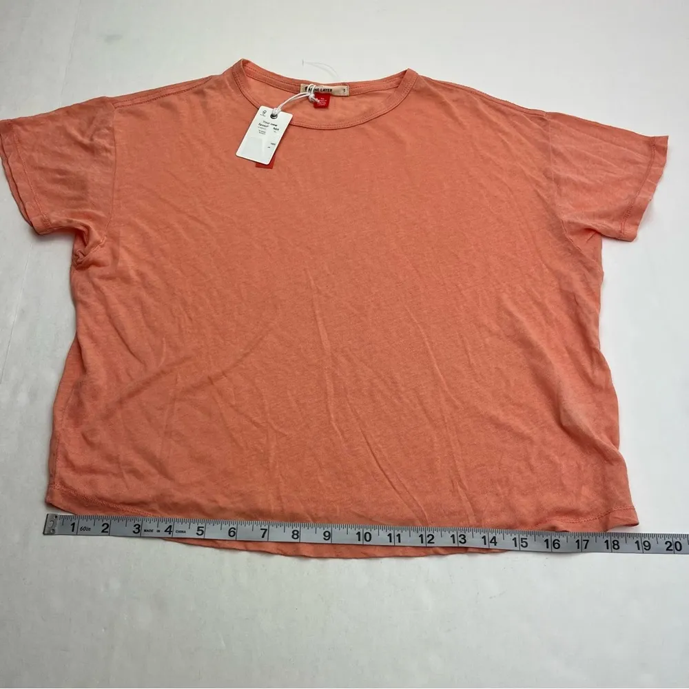 Marine Layer Hemp Cotton Blend Top Short Sleeve Shirt Women Size Small Peach NEW - Image 3