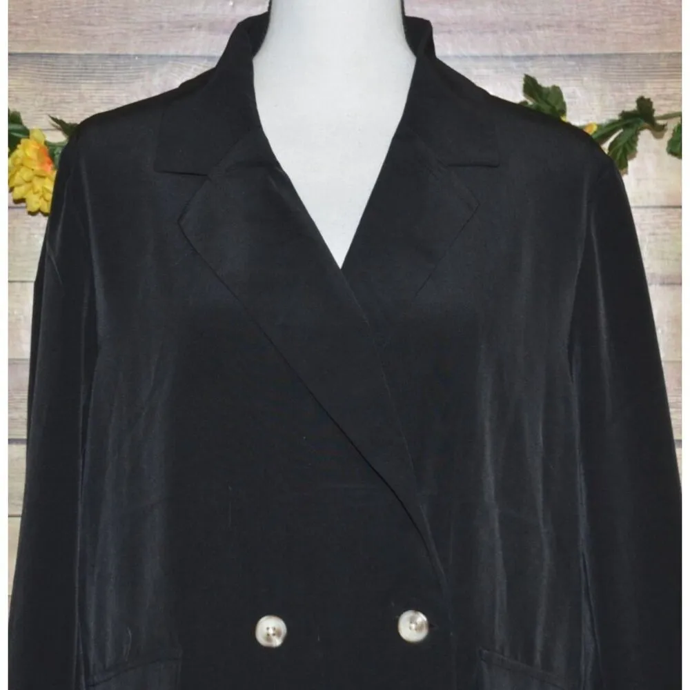 NWT Mud Pie Black Lightweight Double Button Blazer Jacket Size L Career Casual - Image 2
