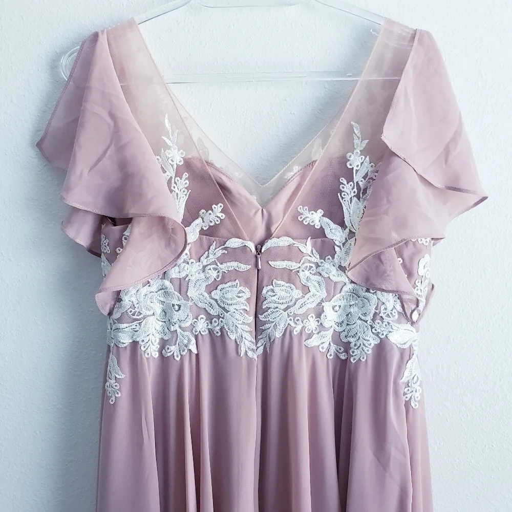 JJ'S House Bridesmaid Blush Lace Dress - Image 8