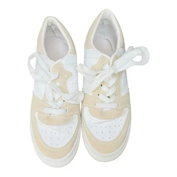 Tan White Contrast Color Skater Sneakers Casual Lace - Image 8