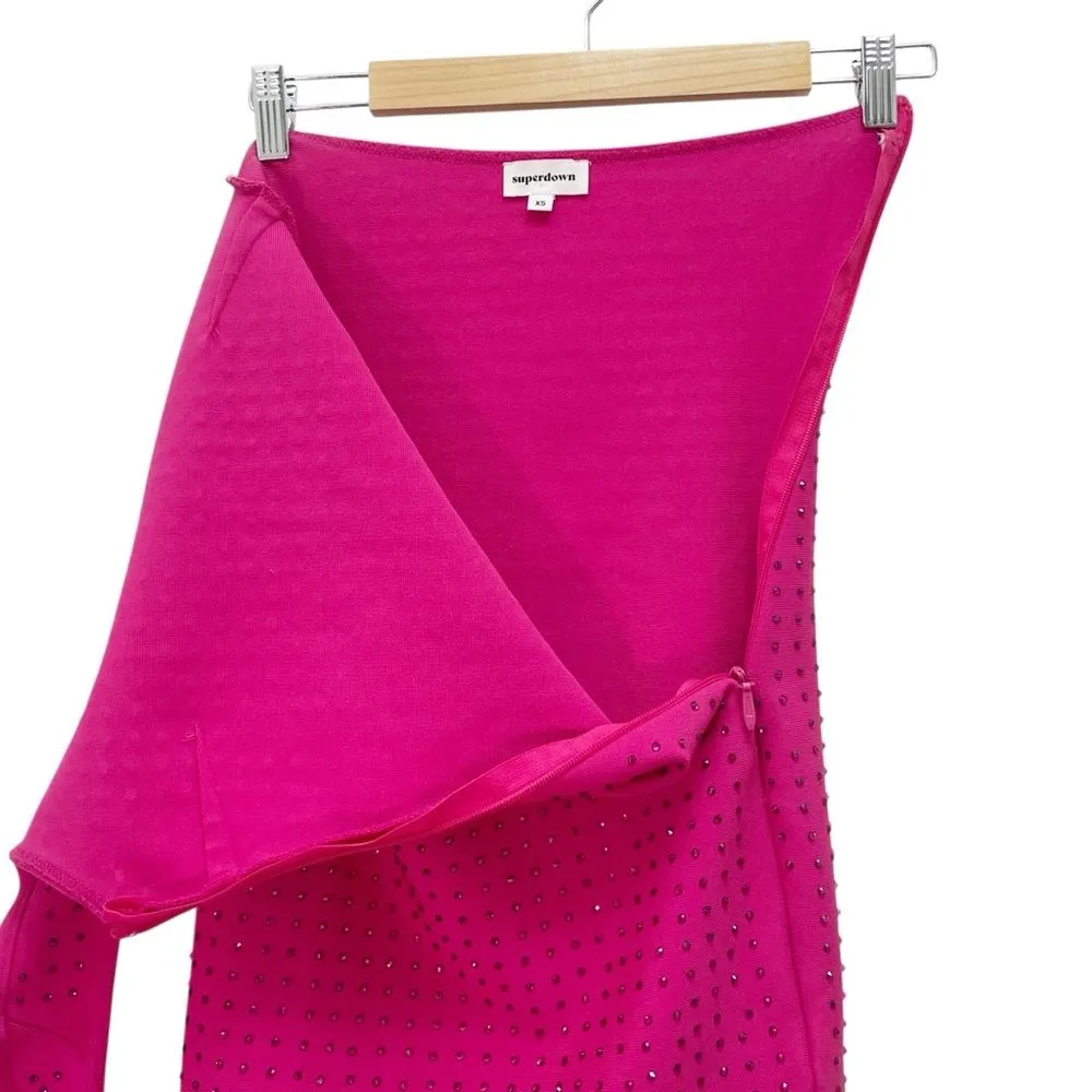 Superdown Adley Hot Pink One Shoulder Sequin Mini Dress Size XS Party Clubwear - Image 11