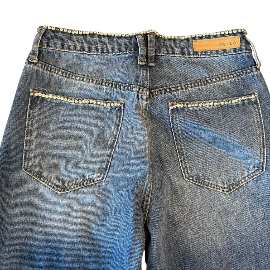 Cello Size 3 Rhinestone Embellished Dad Jeans Blue Denim Disco Cowgirl Bling - Image 12