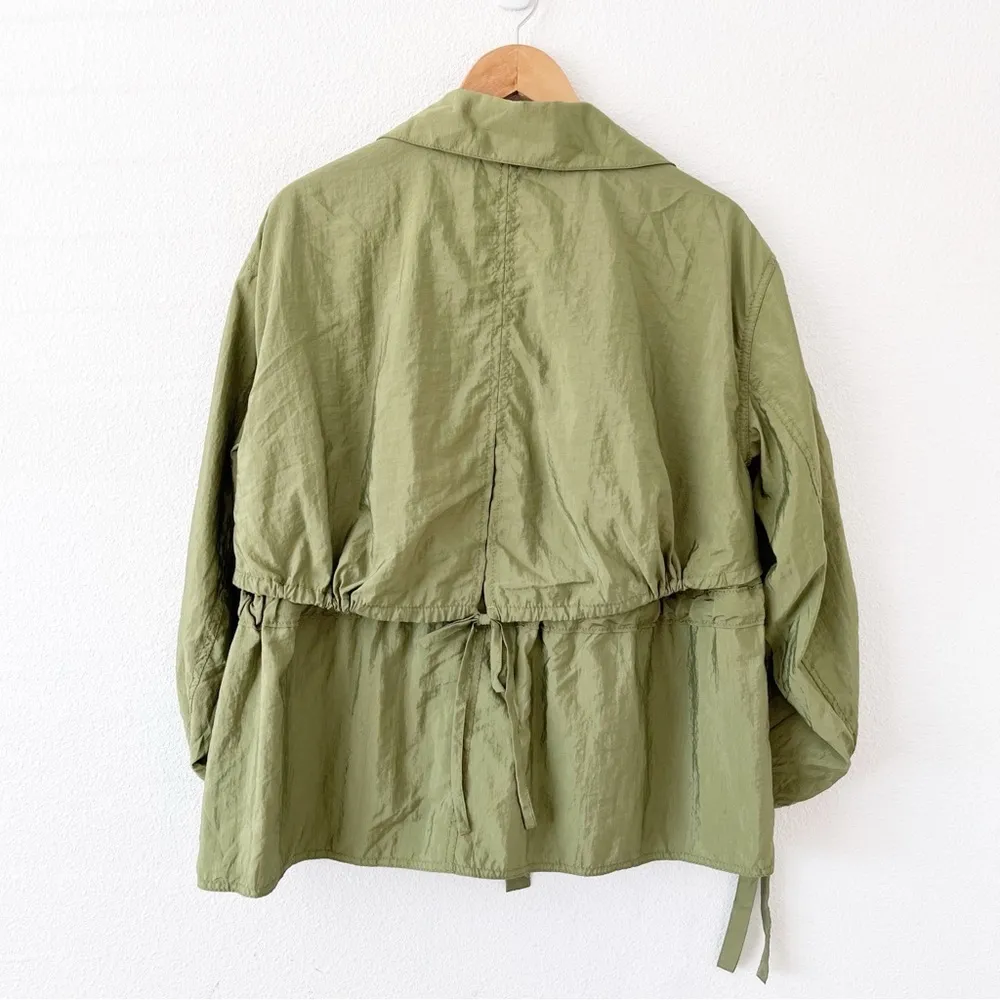 CINQ À SEPT Emeline Ruched Sleeve Jacket in Olive Green - Image 9