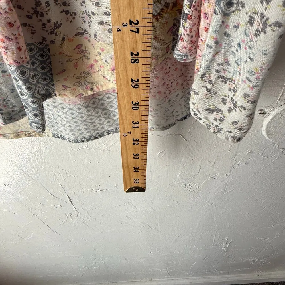 LA CERA Plus 1X Floral Cottage Pastel Patchwork Rayon 3/4 Sleeve Lightweight Top - Image 8