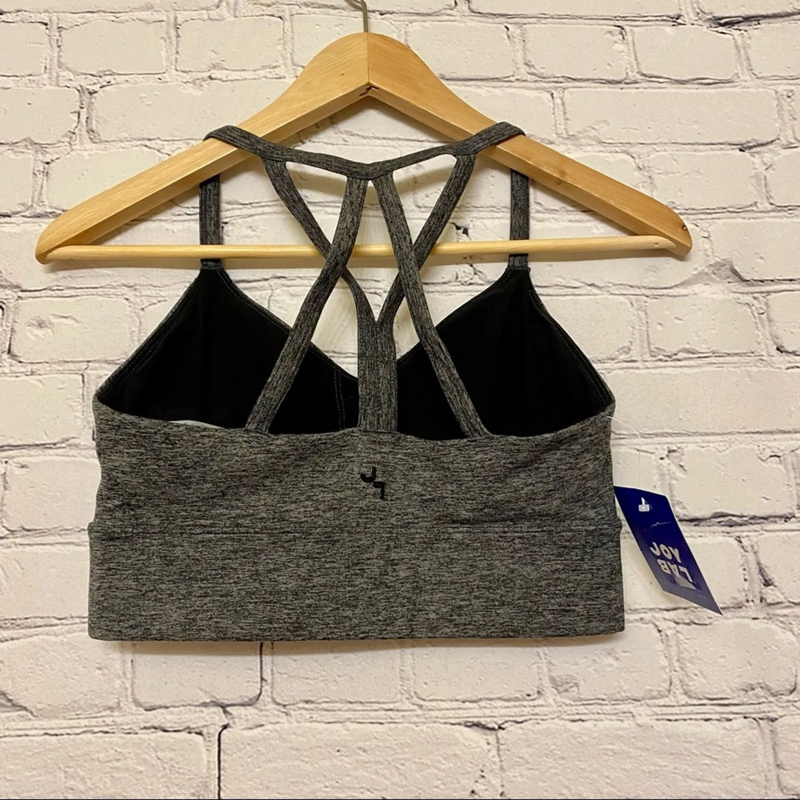 JoyLab Women’s Strappy Longline Brushed Jersey Bra Charcoal Heather NWT - Image 2