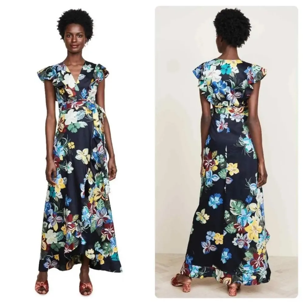 Alexis Janna Ruffle Floral Wrap Maxi Dress Sz Xs - Image 3