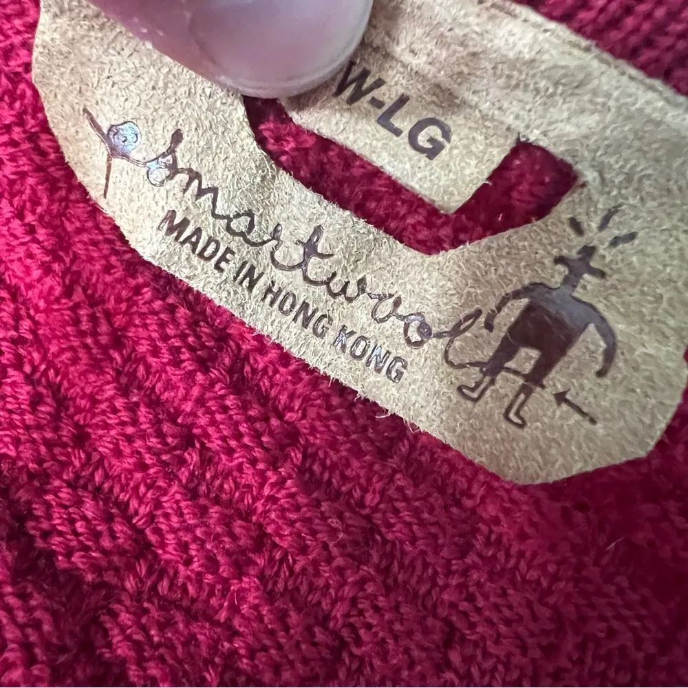 Vintage Smartwool Merino Wool Red Knit full zip Cardigan Sweater large - Image 2