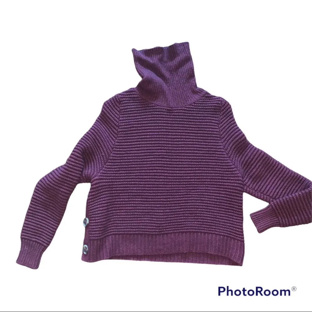 Madewell Side Button Turtleneck Chunky Merino Wool Blend Textured Sweater Sz XS - Image 3