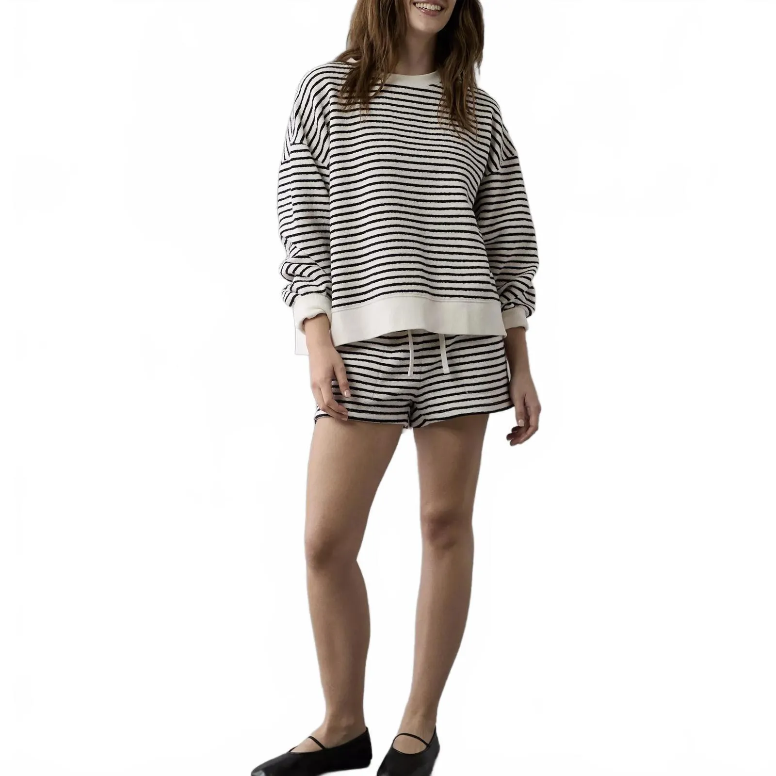 AE Oversized Striped Sweatshirt American Eagle Black White NWT XS - Image 7