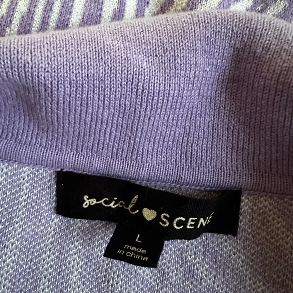 Purple Knit Crop Sweater Top Y2K Summer Groovy Swirly 70s Print Festival Large - Image 4