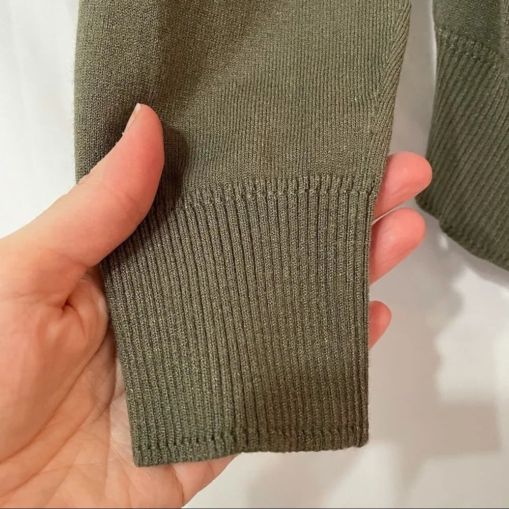 Milly Green Knit Oversized Button Front Cardigan Sweater Womens L Dark Academia - Image 8