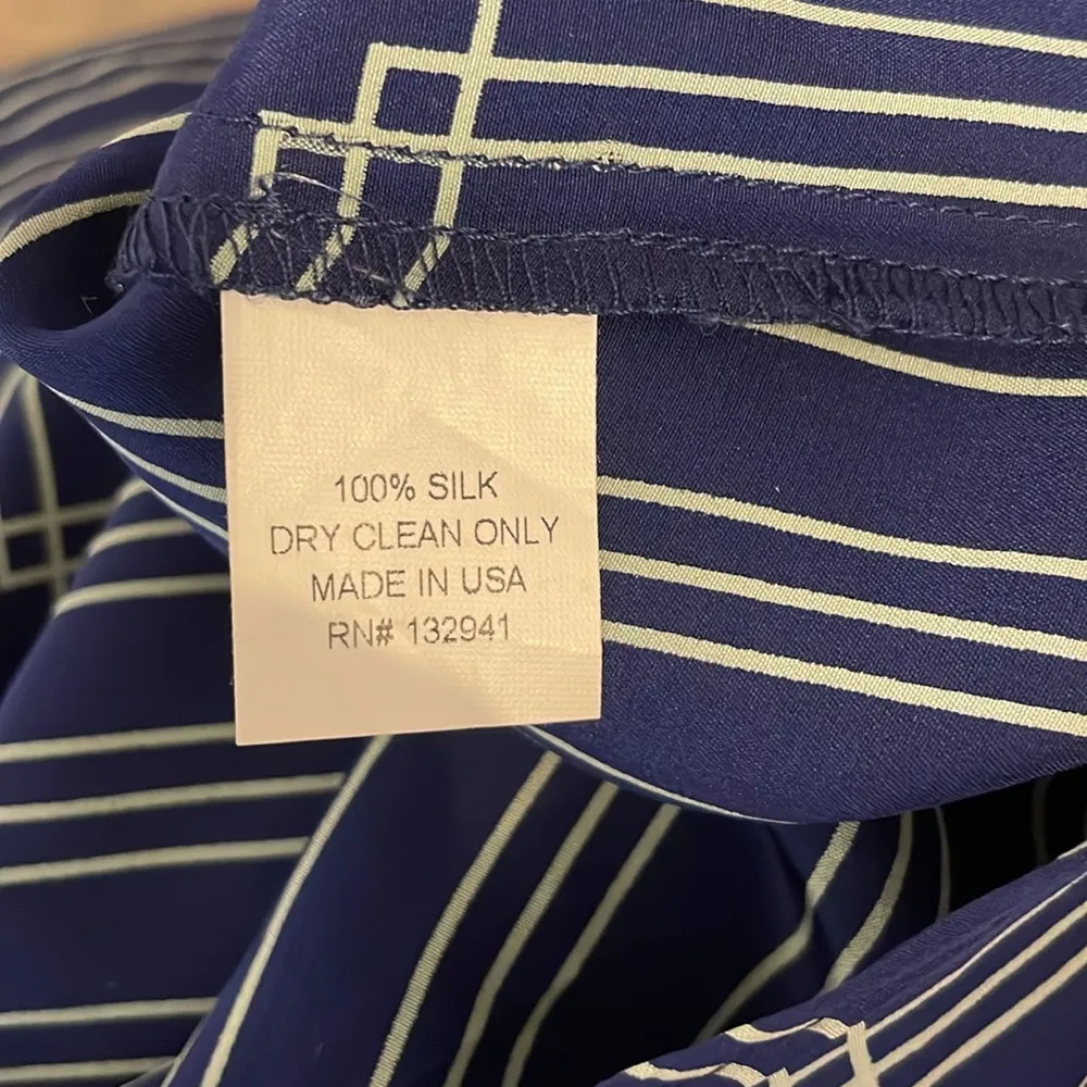 Amanda Uprichard Silk Navy Geometric Maxi Dress Size Small - Image 5