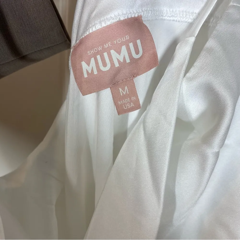 Show Me Your Mumu Verona Cowl Midi Dress small ivory Luxe Satin bridal white - Image 5