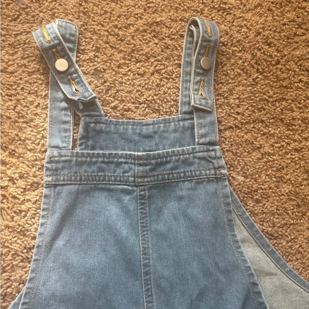 Denim Overalls Shorts Blue Size XL - Image 3