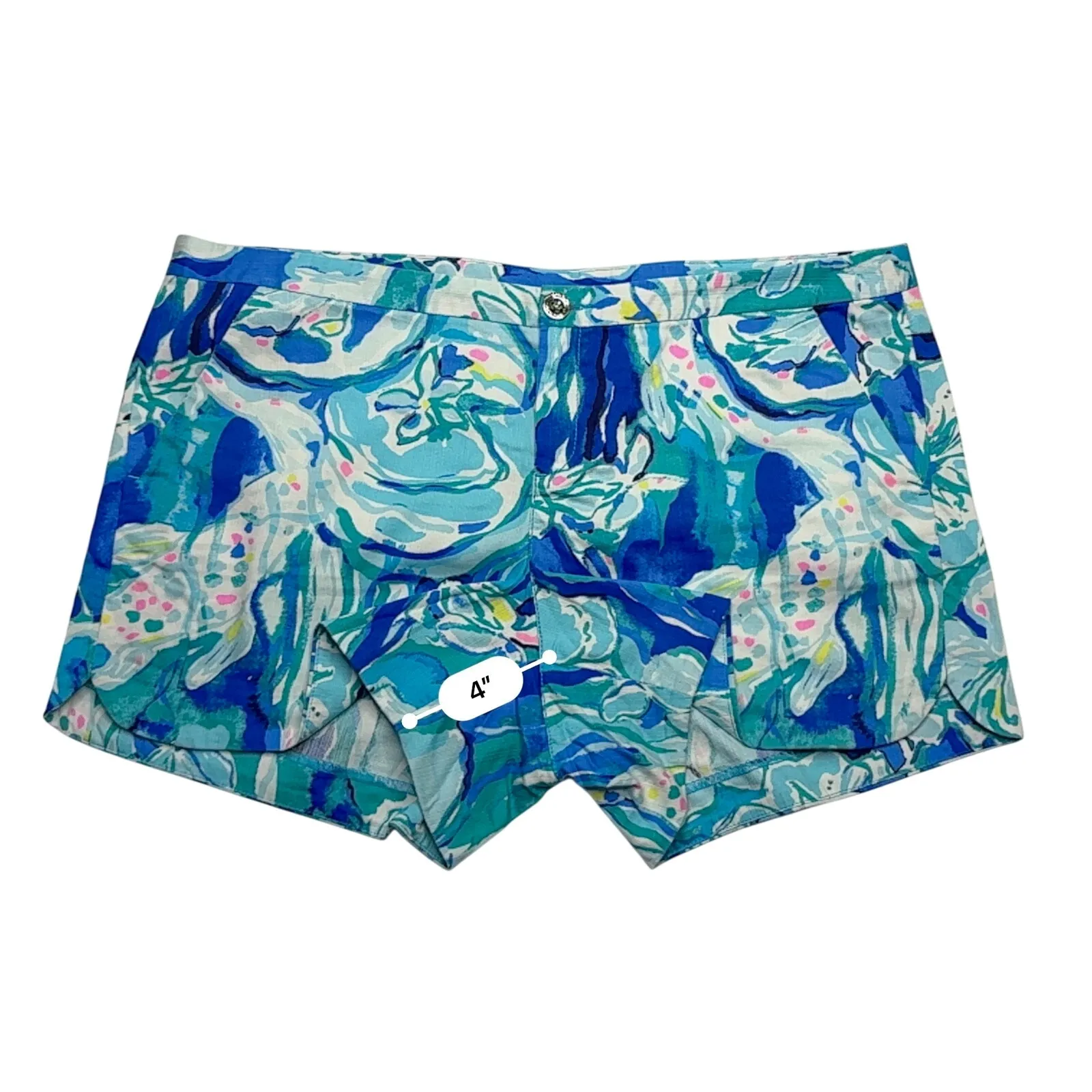 Lilly Pulitzer Adie Brilliant Blue Aquatic Garden Floral Shorts 12 Cottagecore‎ - Image 7