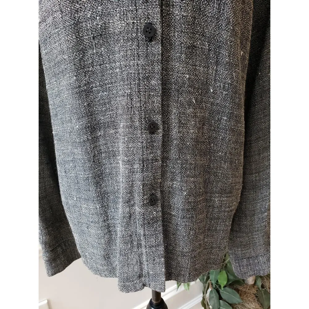 Eileen Fisher Button Down Shirt Women's Large Gray Solid Long Sleeve Collared - Image 8
