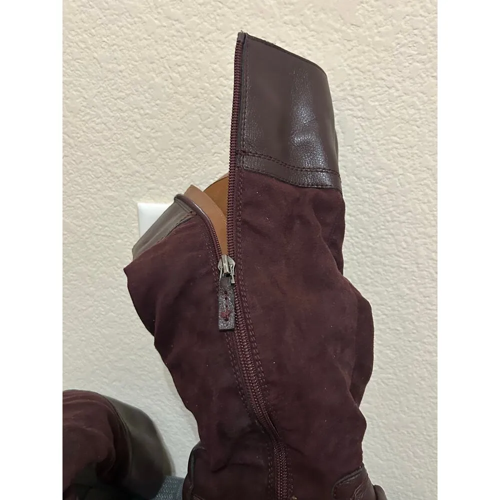 Franco Sarto Boots Womens Size 7.5 Cranberry Red Brown Suede Autumn Western Boho - Image 13