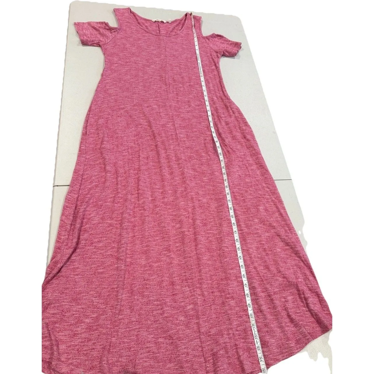 Soft Surroundings Maxi Dress Womens Medium Cold Shoulder Stretch Pockets Travel - Image 6