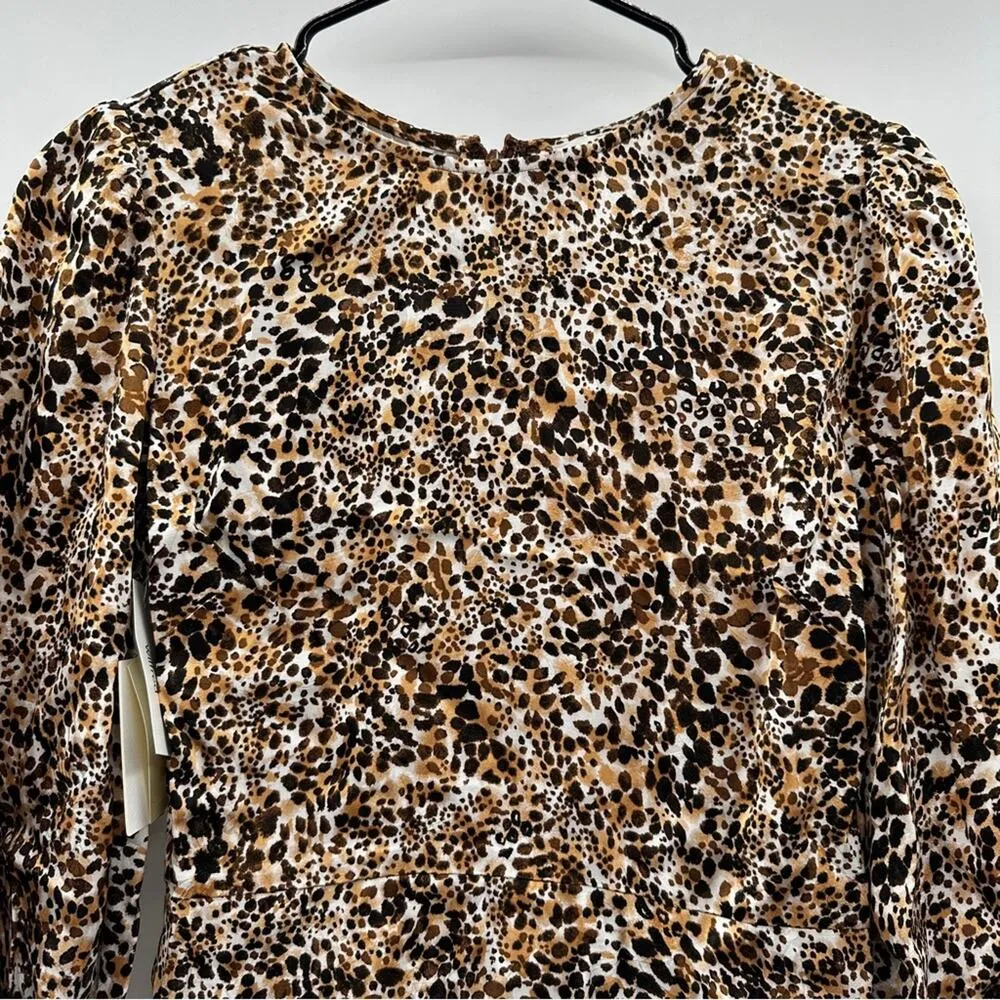 Aritzia‎ Wilfred Baroque Giselle Bison Animal Print 3/4 Sleeve Mini Dress Sz 2 - Image 3