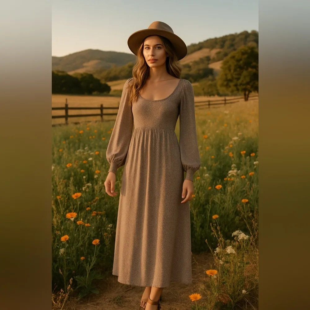 Mittoshop Smocked Maxi Dress Summer Wedding Square Neck Cottagecore Dot Ranch - Image 2