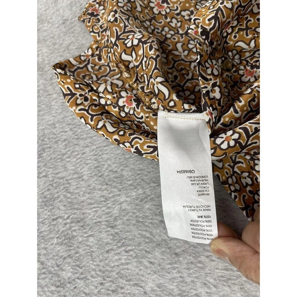 Maeve Anthropologie Women's Blouse Floral Button Down Size 2 Brown Relaxed - Image 4