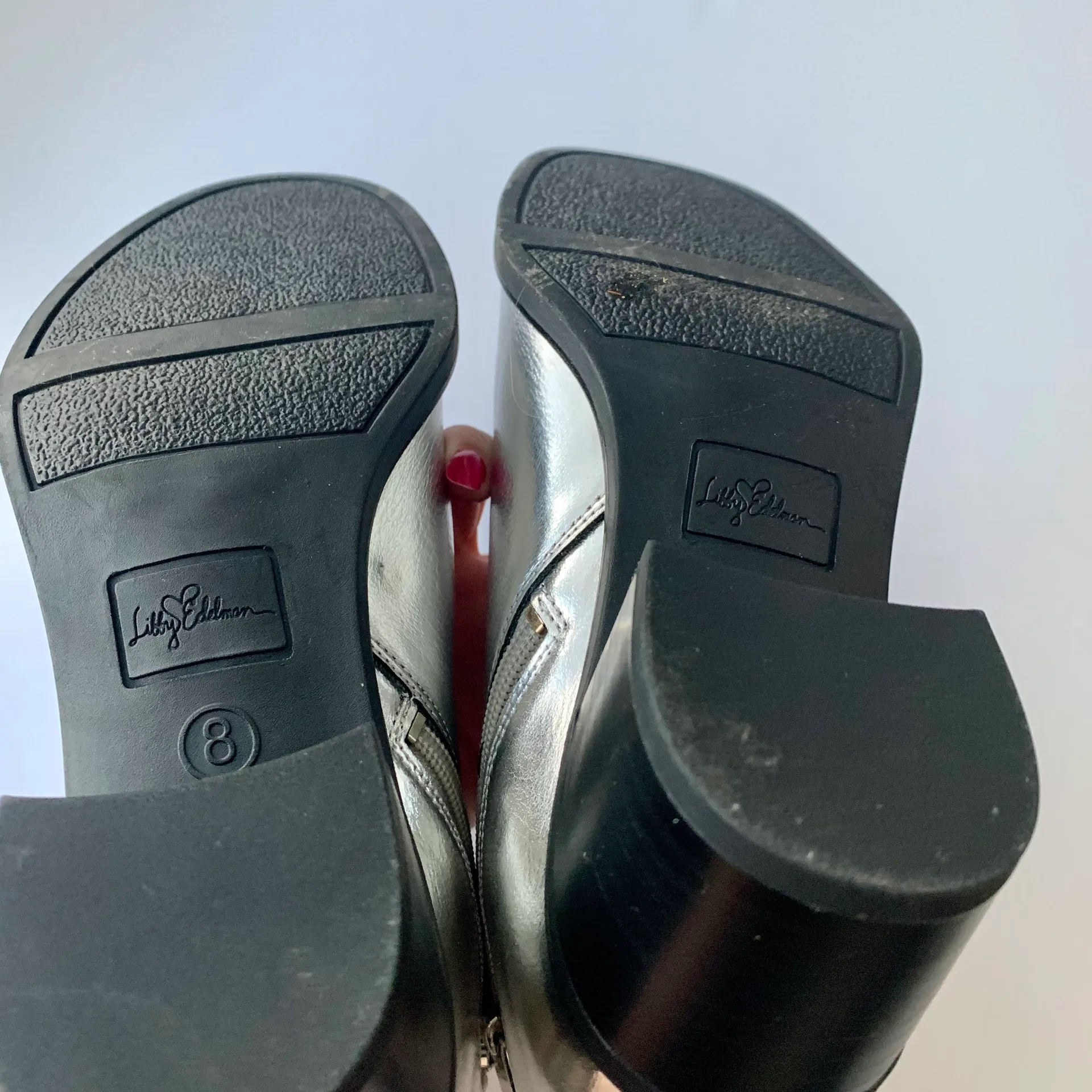 Sam Edelman Libby Edelman Silver Ankle Boots Size 8 - Image 5