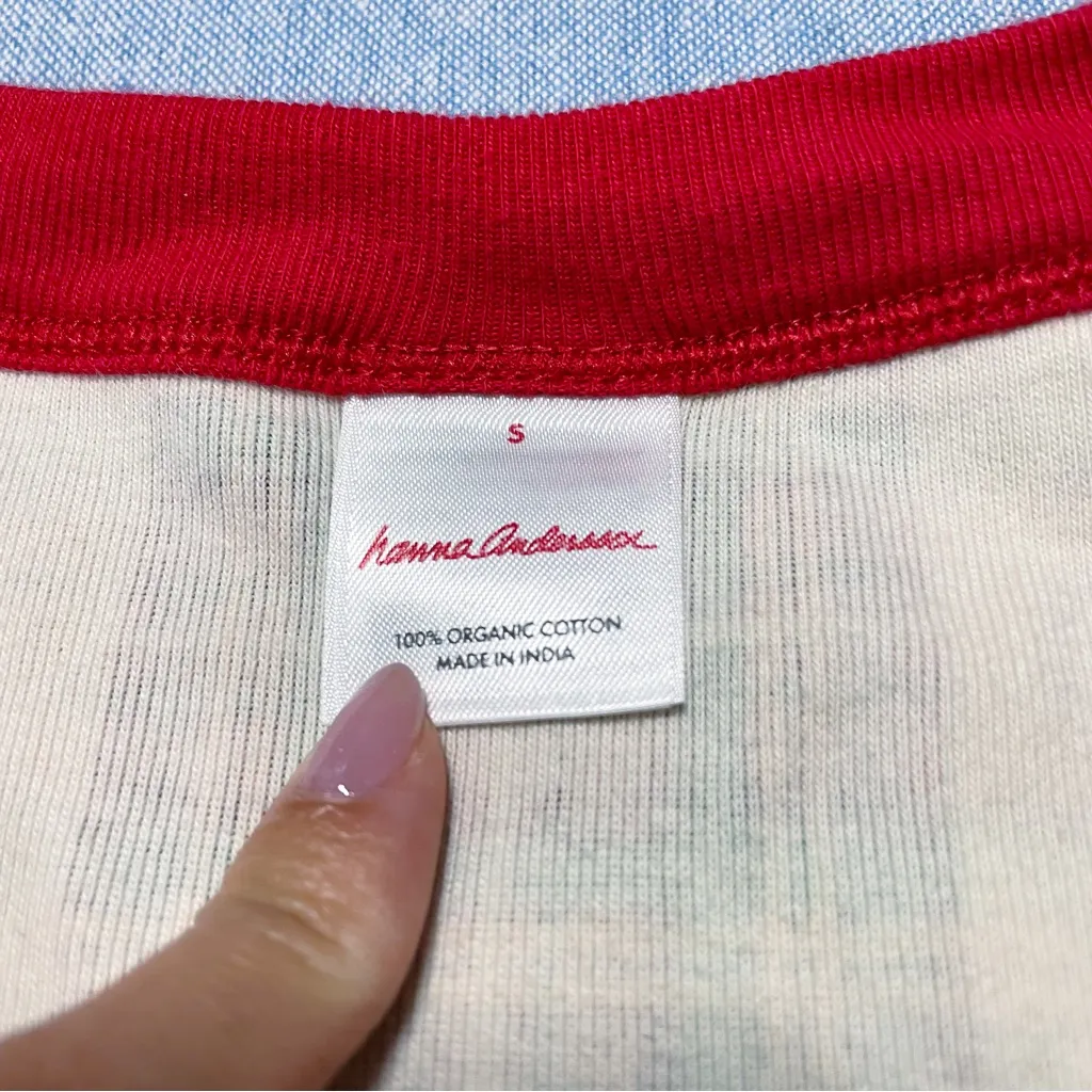 Hanna Andersson Adult Holiday Long John Pajama Top Size S and Bottom Size XS Red - Image 3